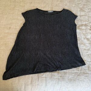 Alembika Top Asymmetrical Black Crinkle Small